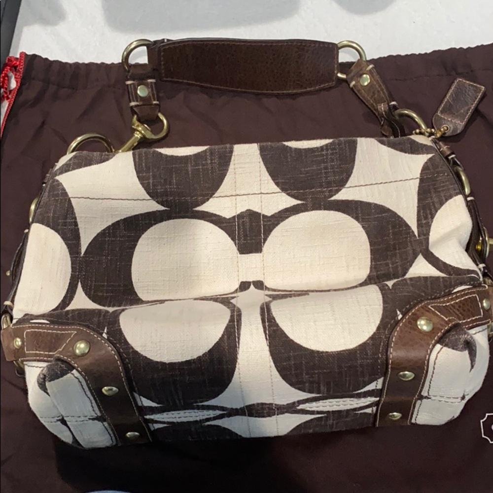 Coach Creme/Brown linen Material